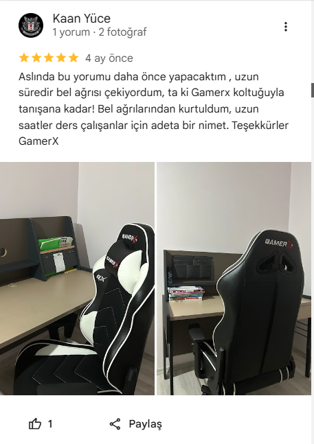 GamerX Y&uuml;ksek Performanslı Oyuncu Koltuğu 3